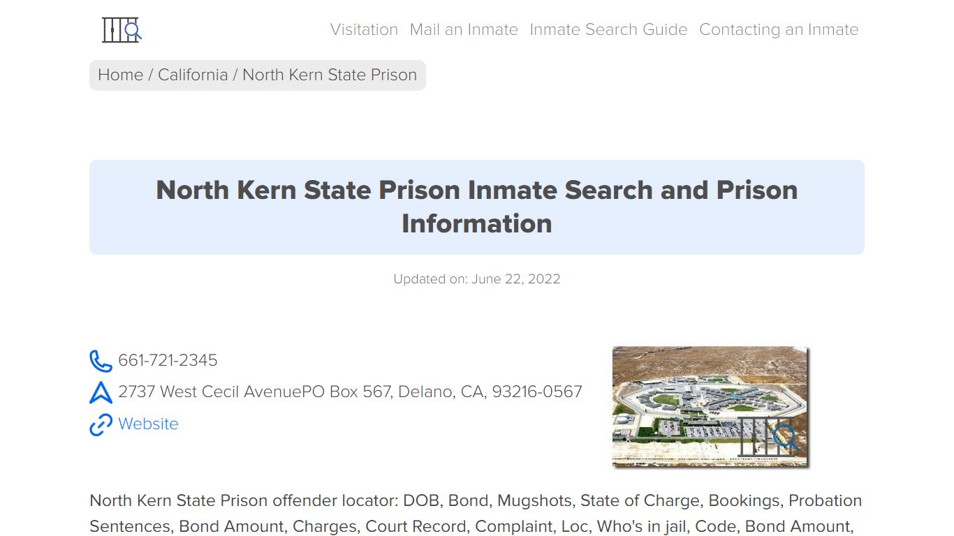 North Kern State Prison Inmate Search, Visitation, Phone ...