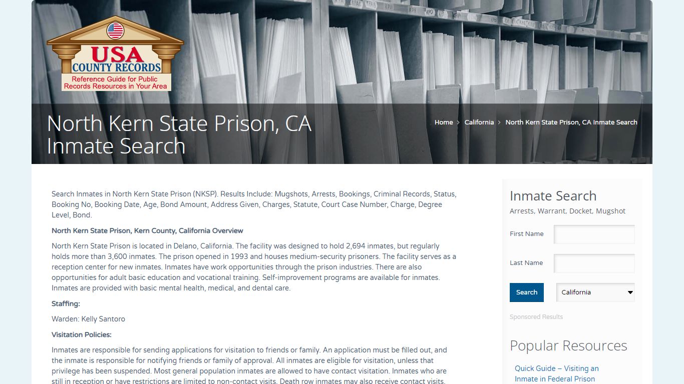 North Kern State Prison, CA Inmate Search | Name Search