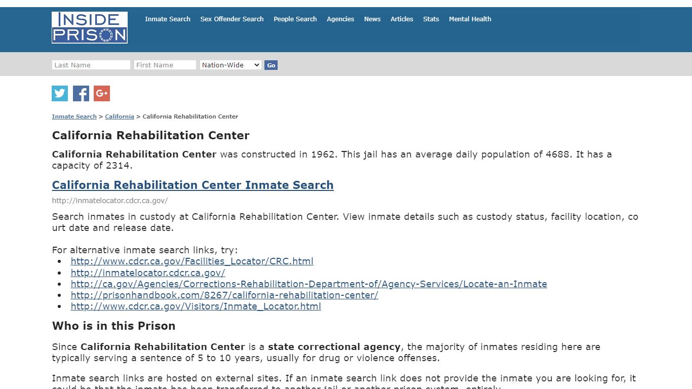 California - Inmate Search - Inside Prison | Inmate Search